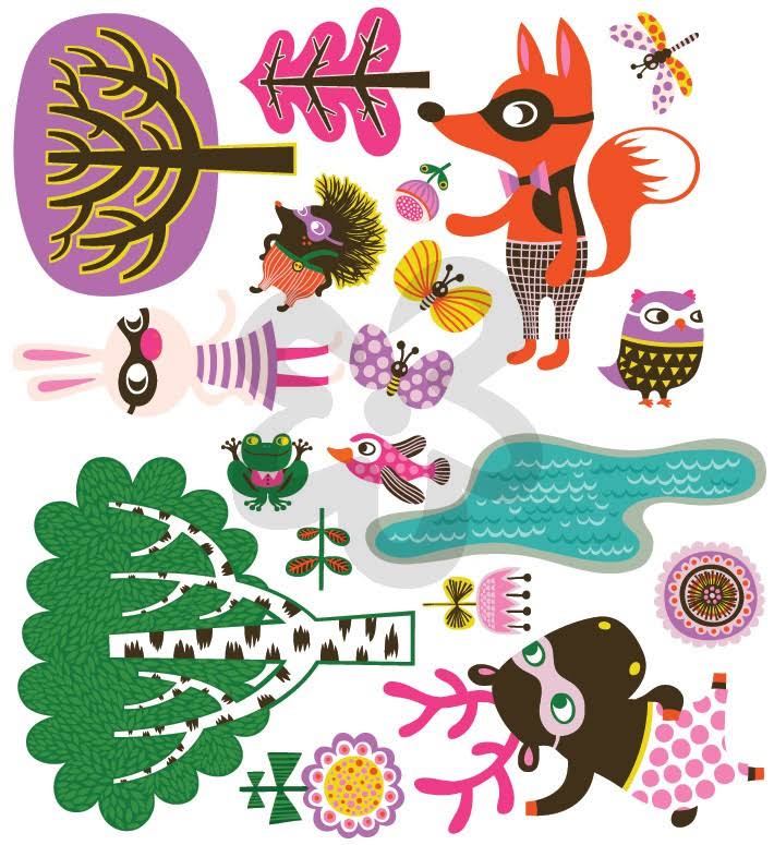 Woodland Creatures Peel and Place Wall Decal Set V4115