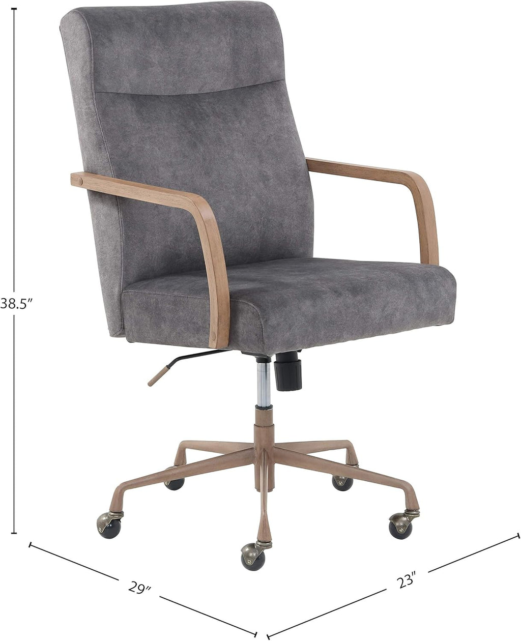 Velvet Height-Adjustable Office Chair with Caster Wheels H45118