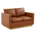 Modern Mid-Century Upholstered Leather Loveseat D13489