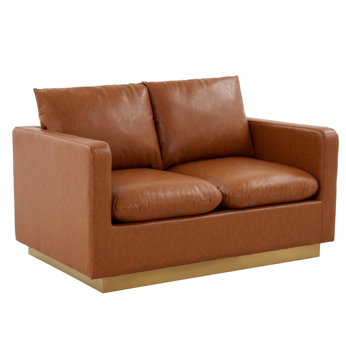 Modern Mid-Century Upholstered Leather Loveseat D13489