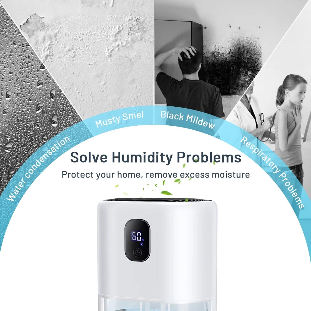 1000ml Portable Dehumidifier, Auto Defrost, Ultra Quiet, White G763748