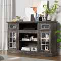Dark Oak Tall TV Stand with Glass Door H369
