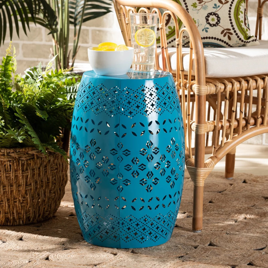 Blue Metal Outdoor Side Table R834