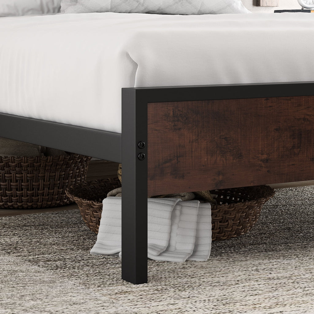 Queen Size Platform Bed Frame with Wood Headboard H465152