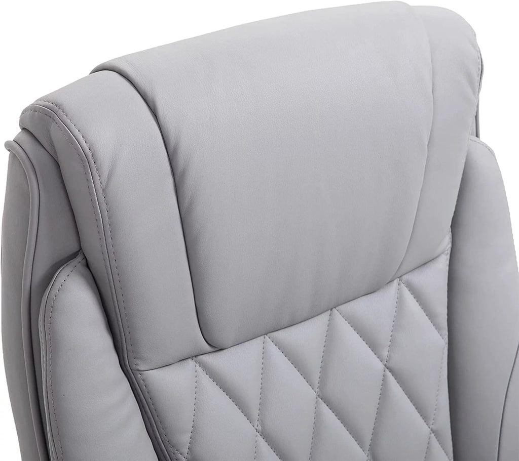 Grey Faux Leather Ergonomic Home Office Chair with Flip Up Arms A191040