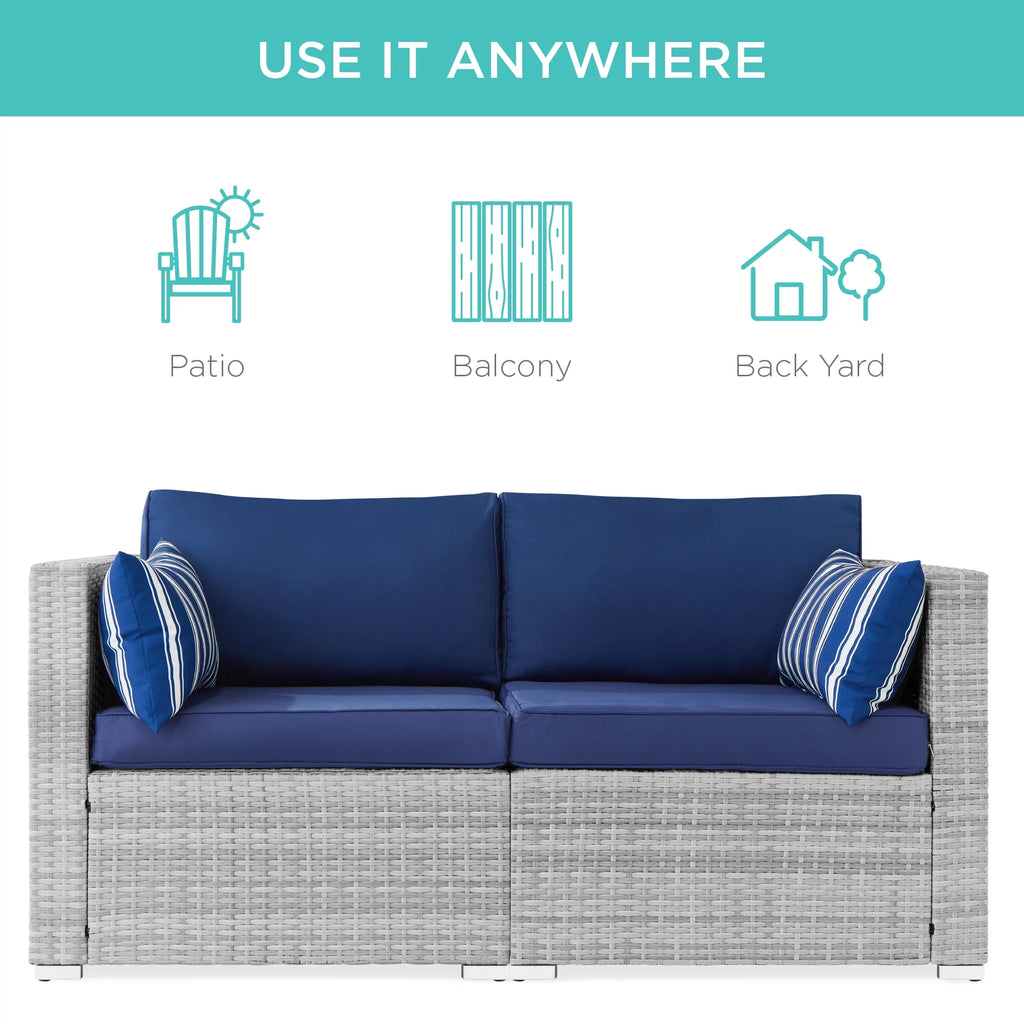 2-Person Wicker Patio Loveseat with 2 Accent Pillows E95751