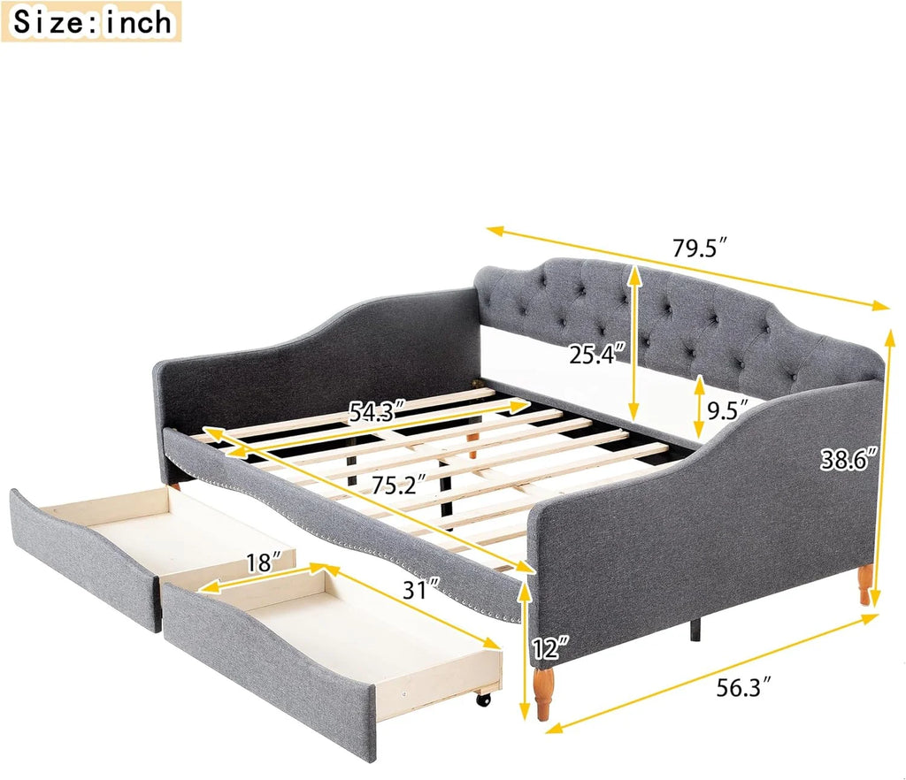 Upholstered Full Daybed with 2 Storage Drawers H378419