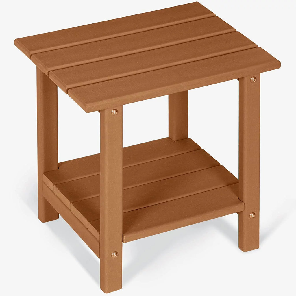 2-Tier HDPE Outdoor Side Table Rectangular Teak O219013