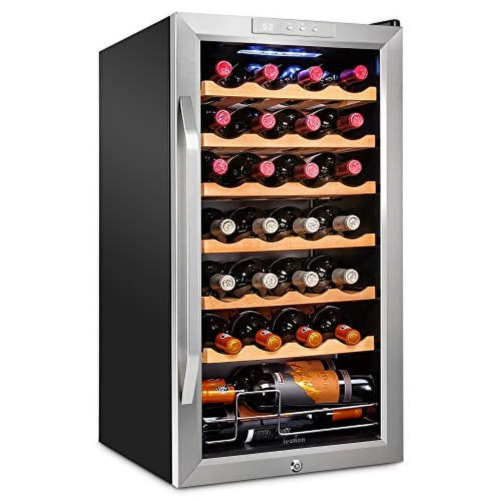 28 Bottle Compressor Wine Cooler Refrigerator with Lock E412