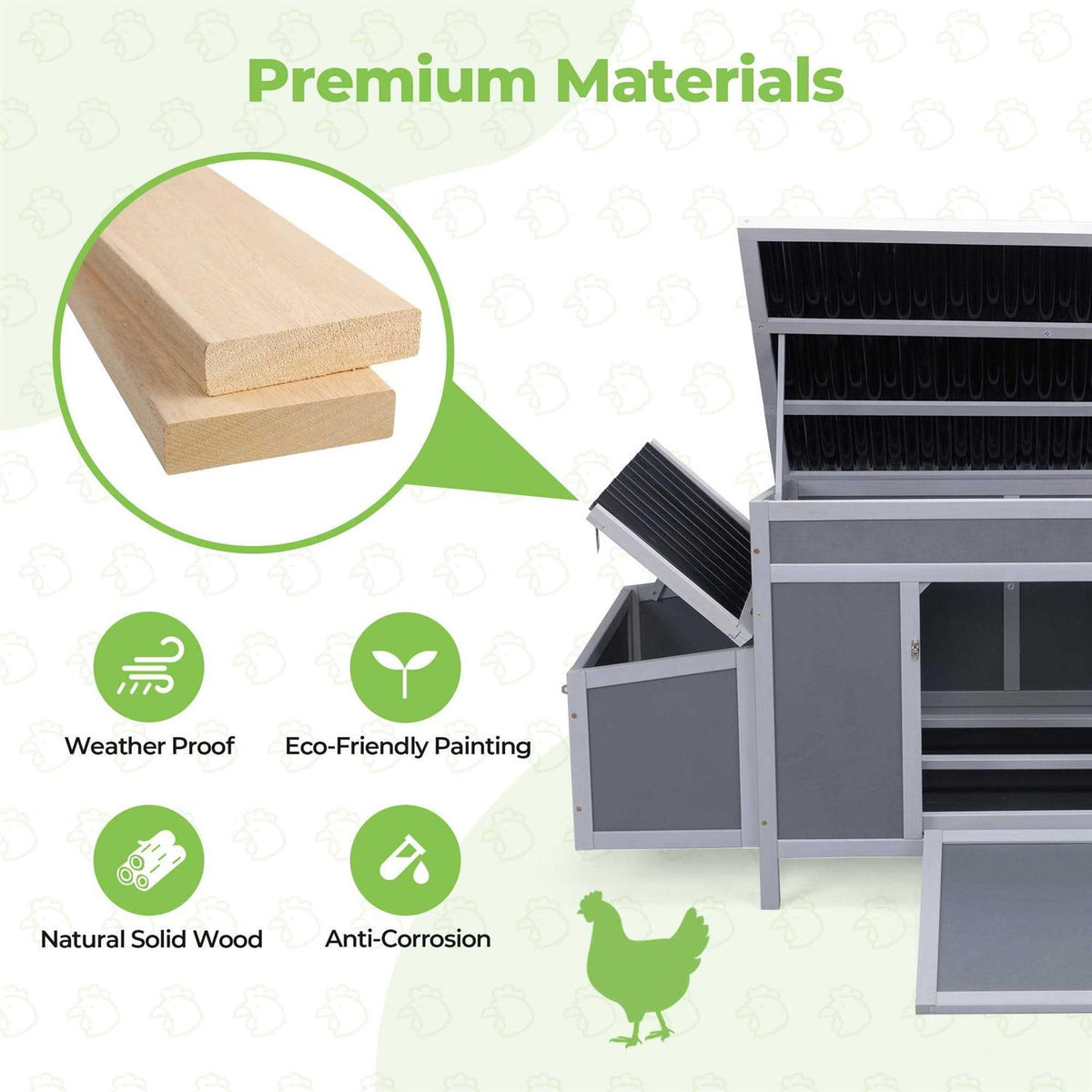 Outdoor Wooden Chicken Coop with Waterproof Roof R71212