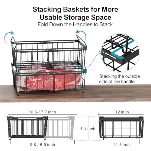 Black 4 Pack Expandable Stackable Freezer Organizer Bins E19112