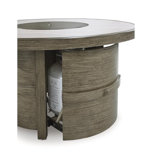 Light Brown Beige Sintered Stone Outdoor Fire Pit Table Y1151