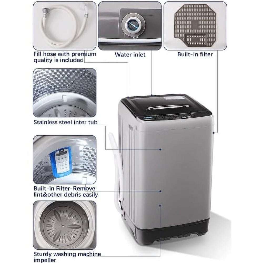 17.7 lbs Portable Compact Washing Machine with Drain Pump C9623