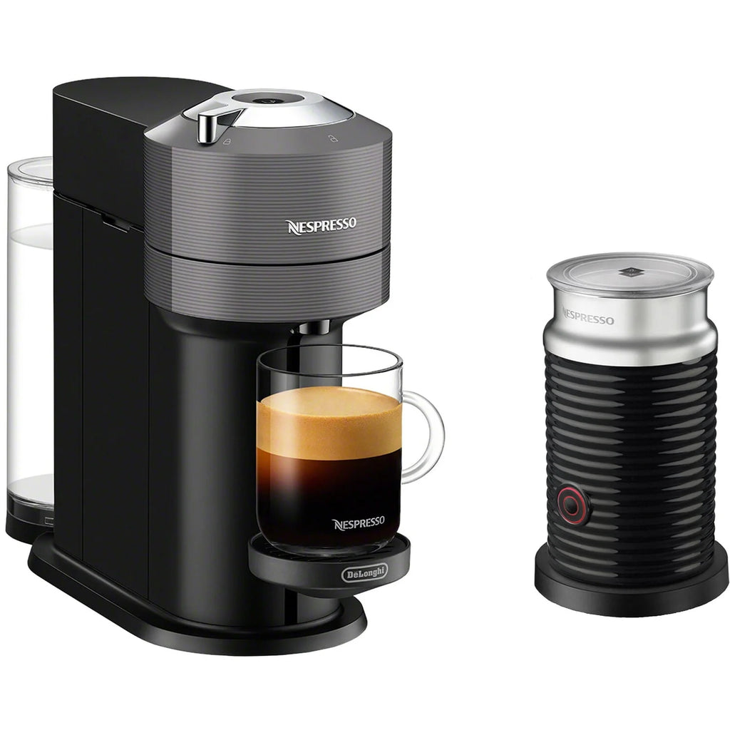 Chrome Coffee and Espresso Maker with Black Milk Frother K846