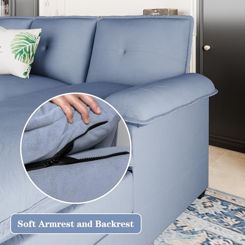 Blue U-Shaped Sectional Sofa with Double Chaise X524736