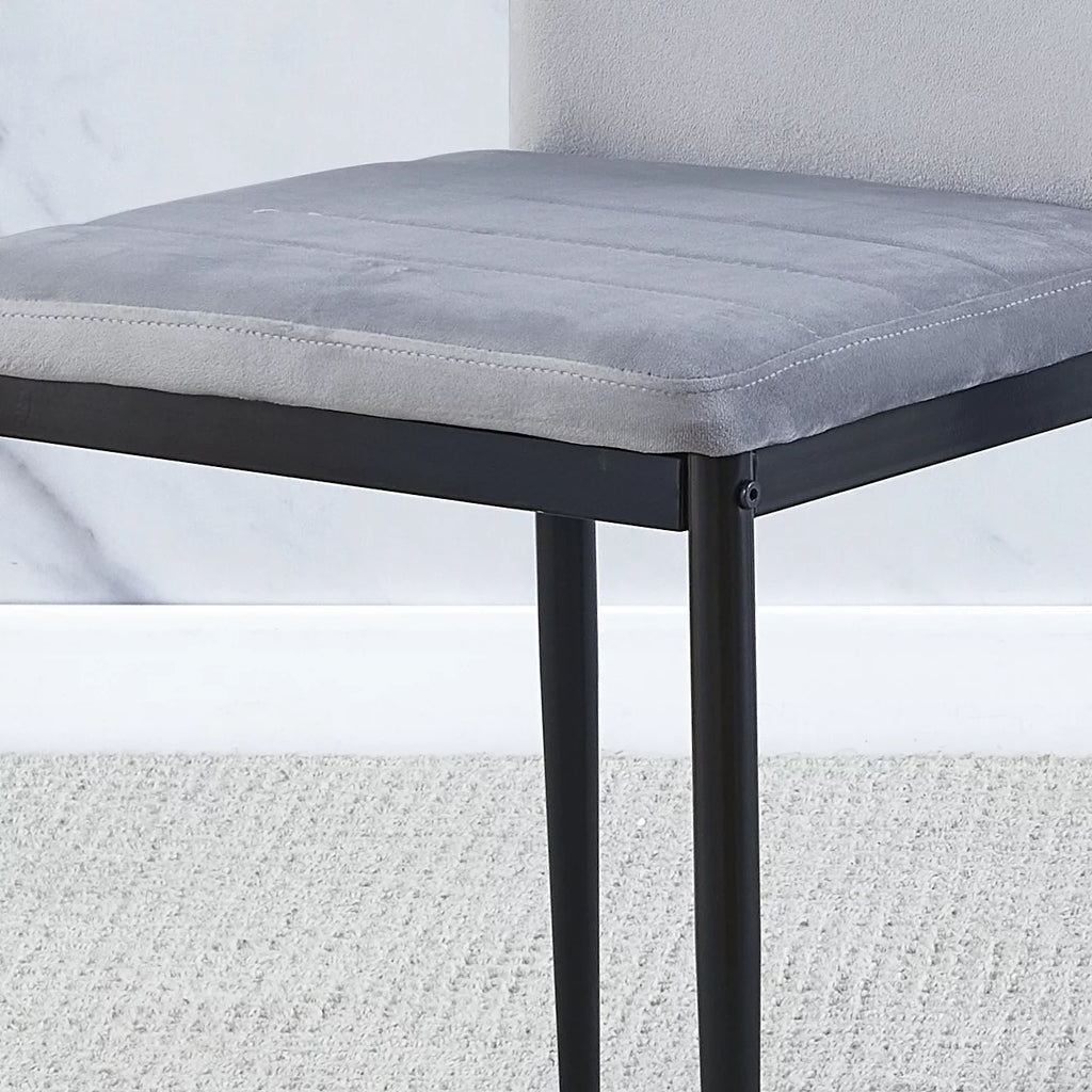 Set of 4 Gray Velvet Upholstered Dining Chairs E3296