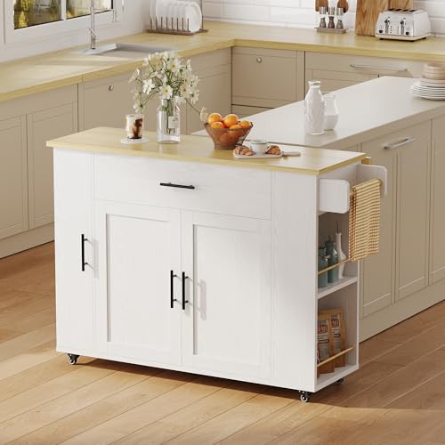 47.2in Rolling Kitchen Island with Drop Leaf W138