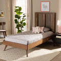 Twin Ash Walnut Wood Platform Bed V1641