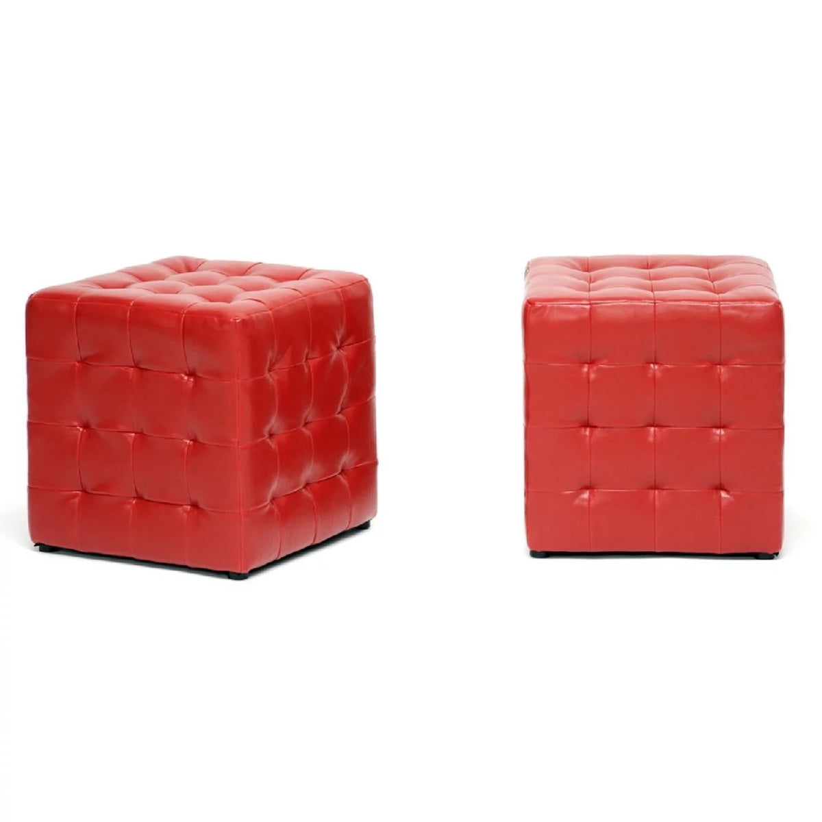 Red Modern Cube Ottoman Set of 2 F348647