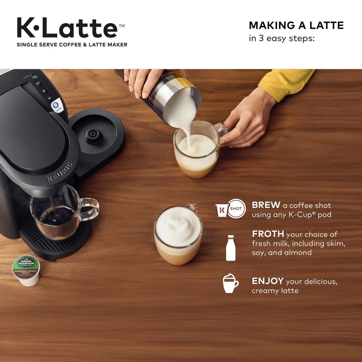 Single Serve K-Cup Coffee and Latte Maker, Black Y583048