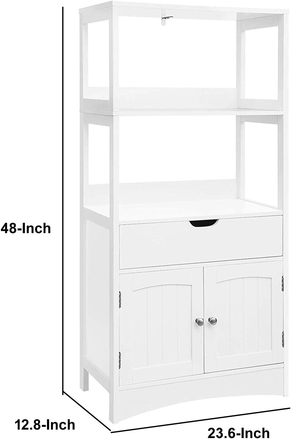 White Wooden Bathroom Cabinet with 2 Shelves F3560