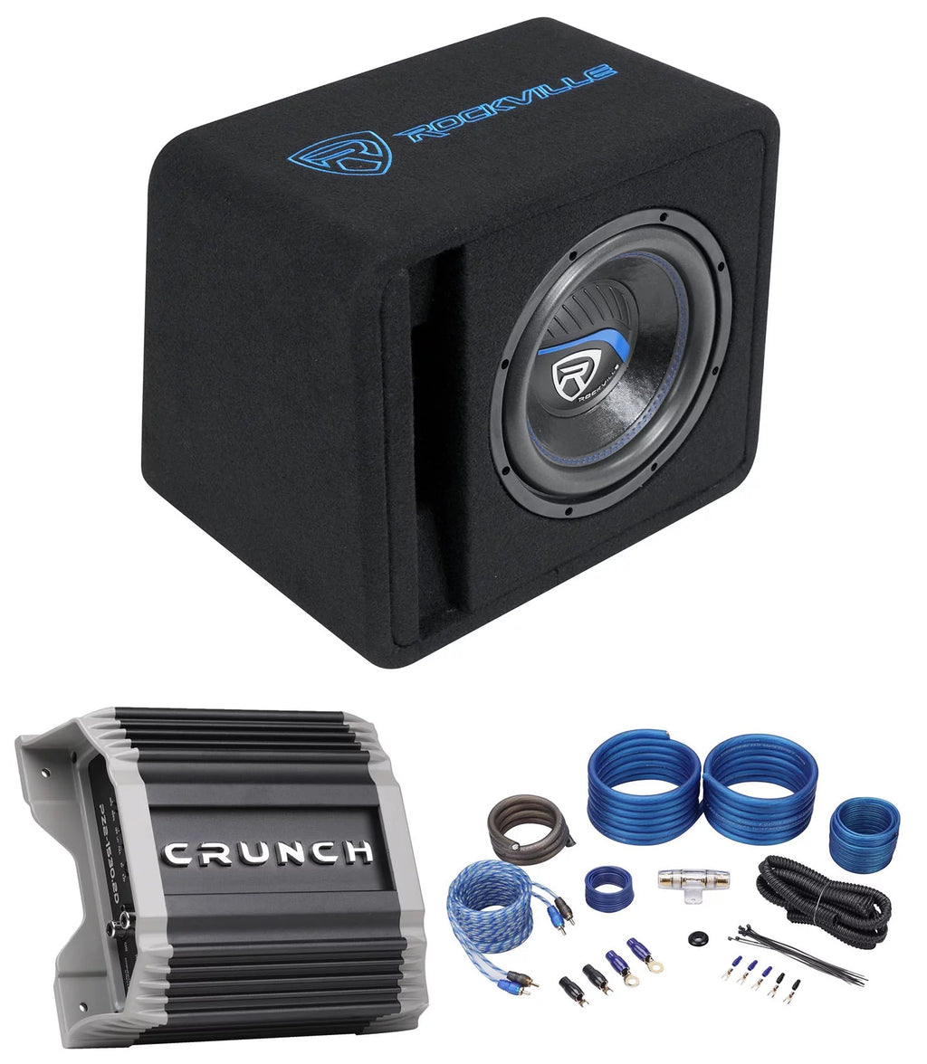 10" 1200w Car Subwoofer + Vented Sub Enclosure + Amp P518045