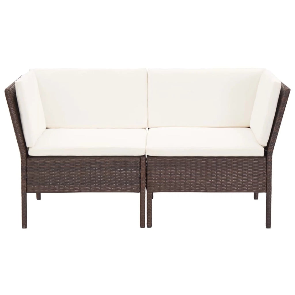 6 Piece White Cushioned Brown Poly Rattan Outdoor Conversation Set T705