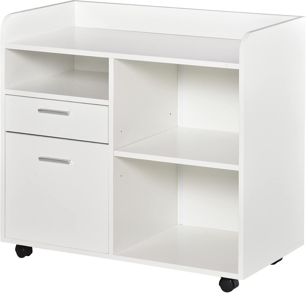 White Mobile Filing Cabinet with 2 Drawers and 3 Shelves I334