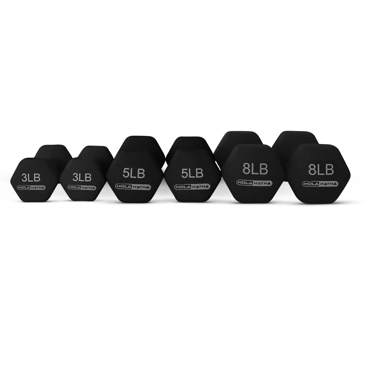 3, 5, and 8 Pound Dumbbell Hand Weight Set with Storage Rack, Black B449
