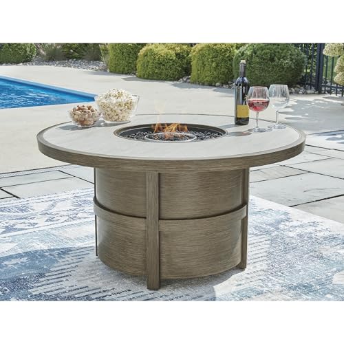 Light Brown Beige Sintered Stone Outdoor Fire Pit Table Y1151