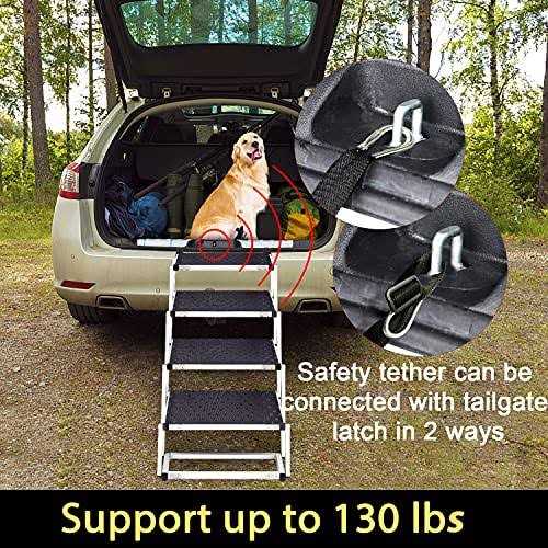 Extra Wide Foldable Dog Car Stairs with Nonslip Surface A915