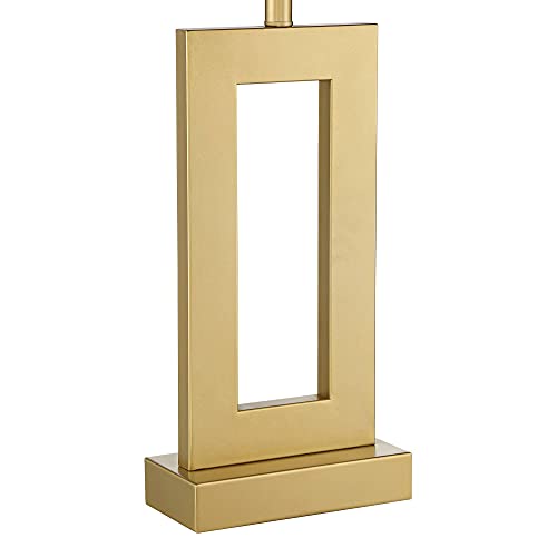Set of 2 Gold Metal End Table Lamps with White Shade M21575