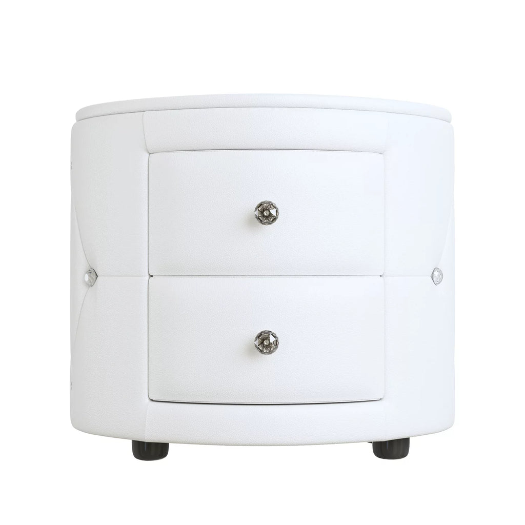 White 2 Drawer PU Leather Upholstered Nightstand L2949