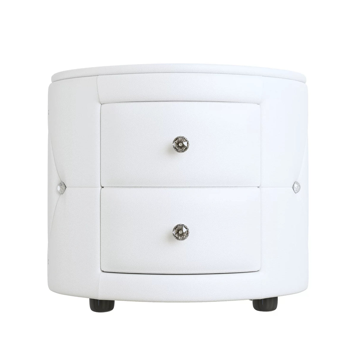 White 2 Drawer PU Leather Upholstered Nightstand L2949