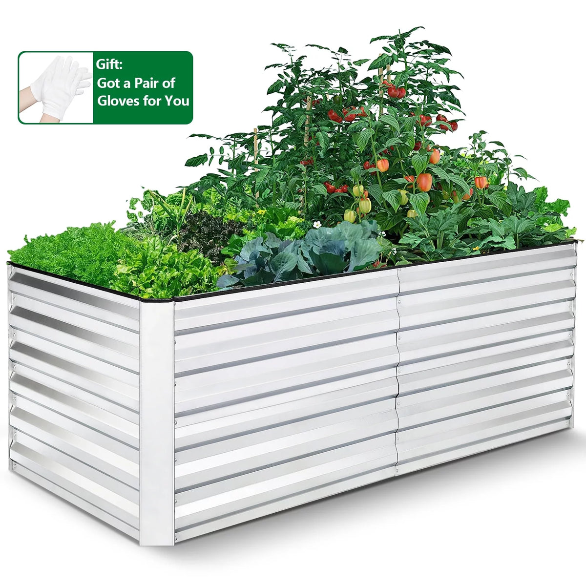 6x3x2ft Galvanized Steel Raised Garden Beds T685