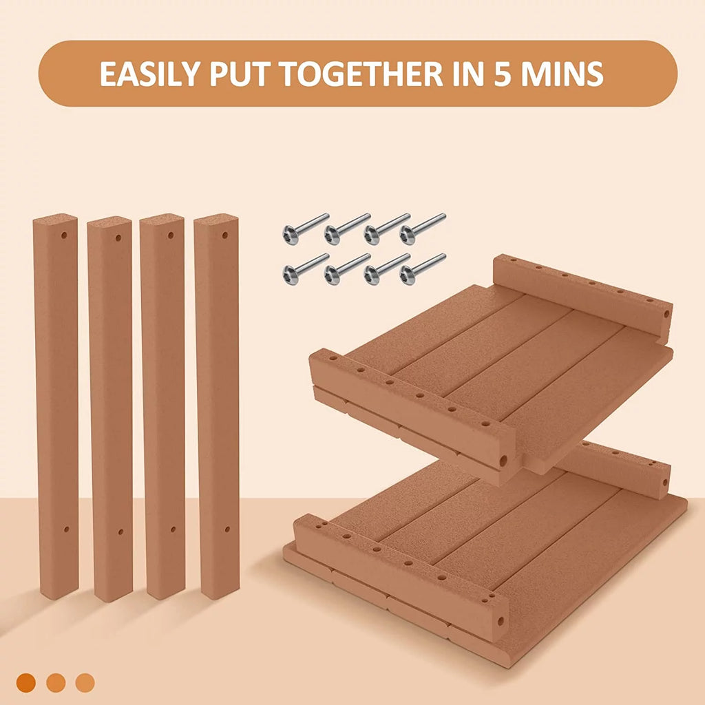2-Tier HDPE Outdoor Side Table Rectangular Teak O219013
