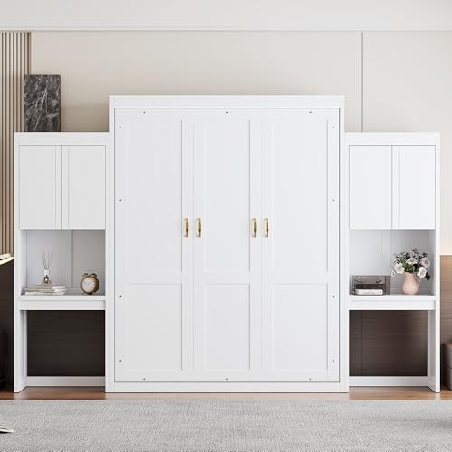 Queen Size White Murphy Bed Cabinet with Closet Z301185