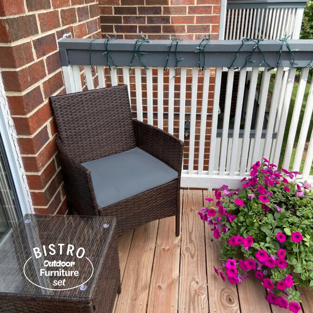 3 Piece Rattan Outdoor Furniture Set with Table O5930
