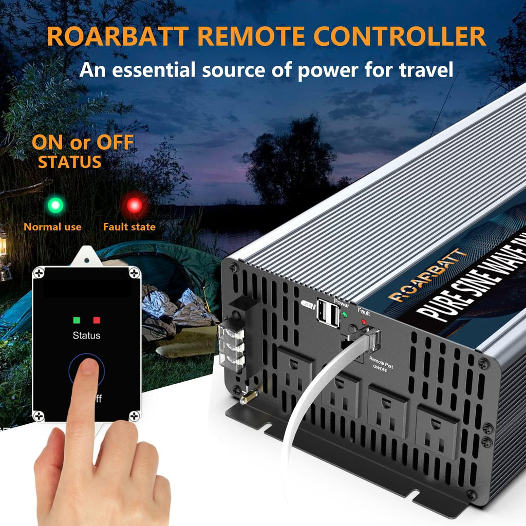2000W Pure Sine Wave Power Inverter 12V to 110V/120V with Remote Q993244