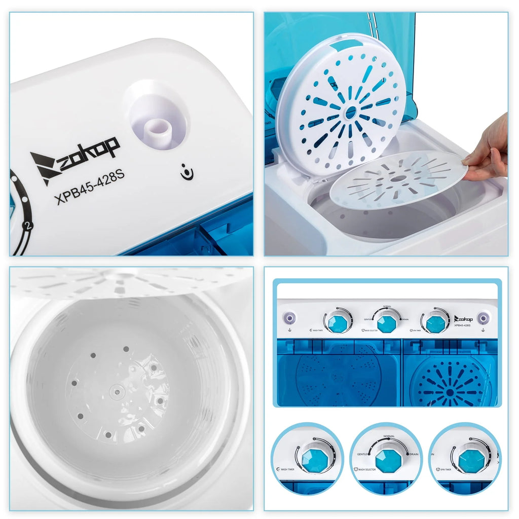 20LBS Portable Compact Twin Tub Washing Machine Washer Dryer, Blue X205