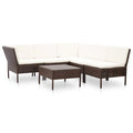 6 Piece White Cushioned Brown Poly Rattan Outdoor Conversation Set T705