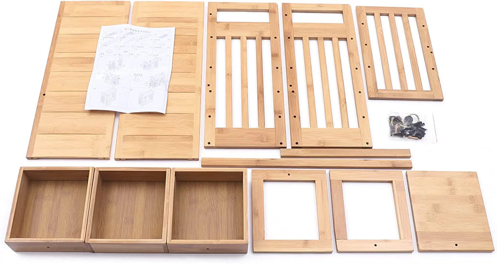 Bamboo Desktop Bookshelf with 3 Drawers R747