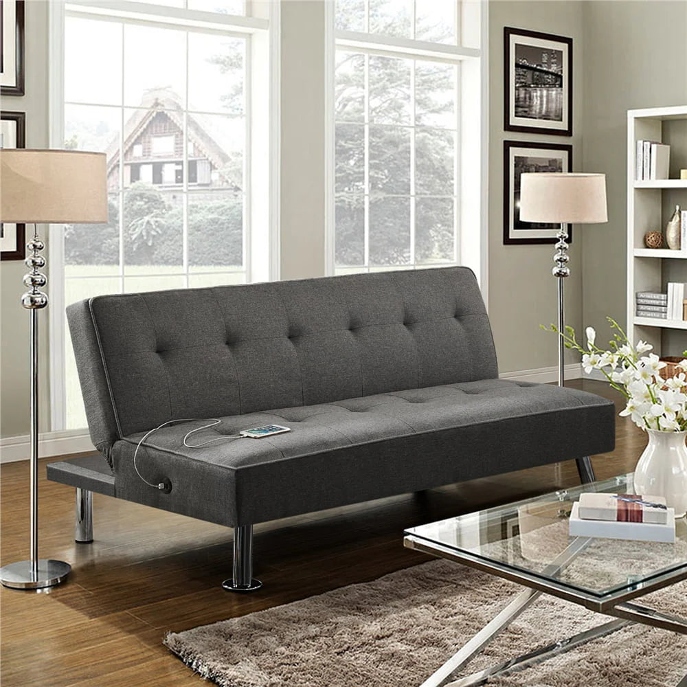 Blue Fabric Convertible Futon K3848