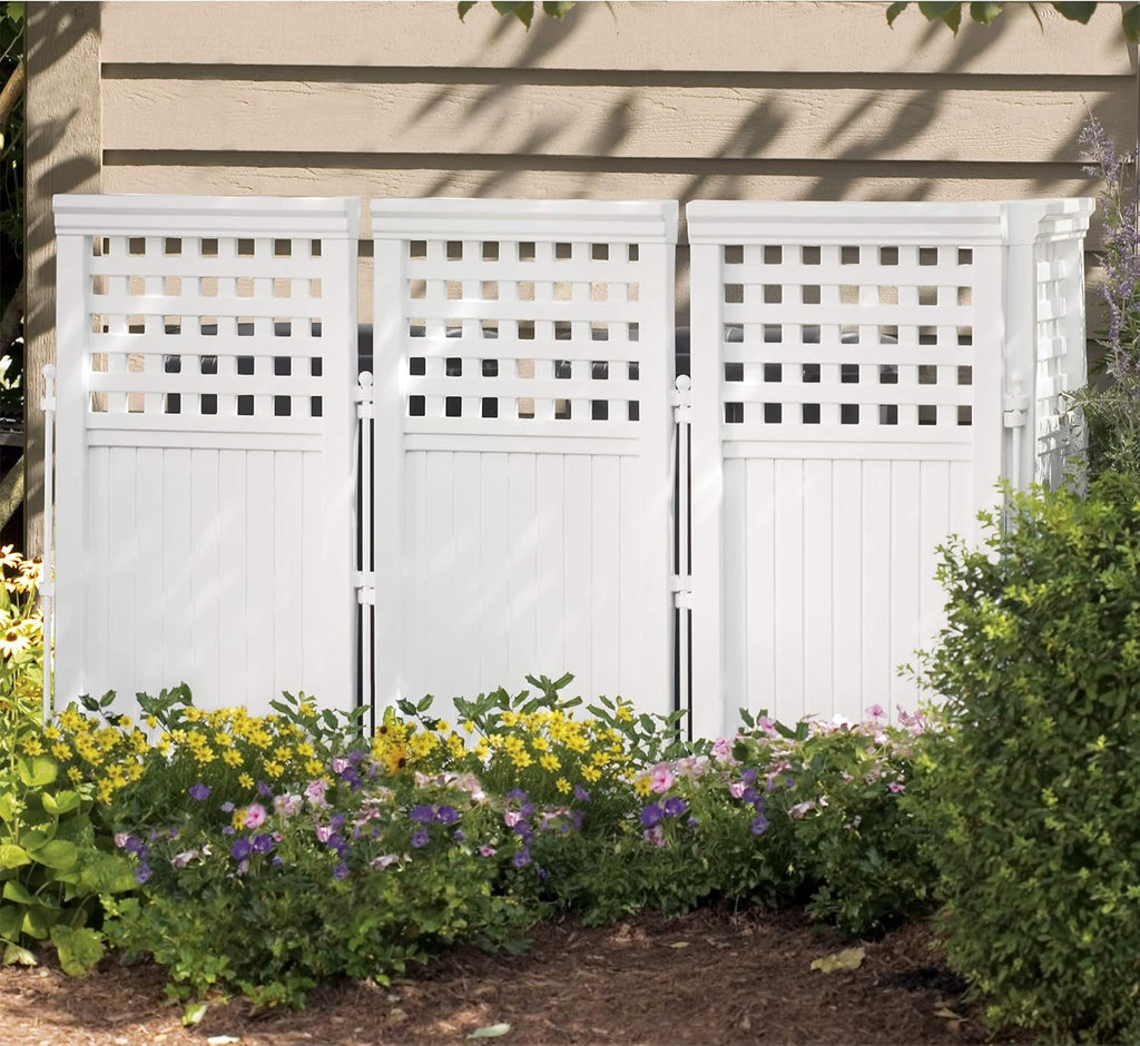 White 4 Panel Freestanding Reversible Outdoor Screen L60135