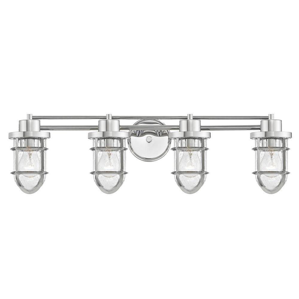 Seeded Glass Bathroom Light Chrome Cage 4 LT V314