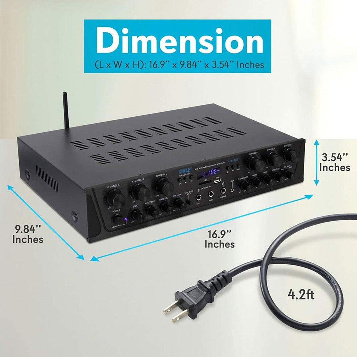 Wireless Bluetooth Stereo Receiver Amp 6 Channel 600Watt L5585