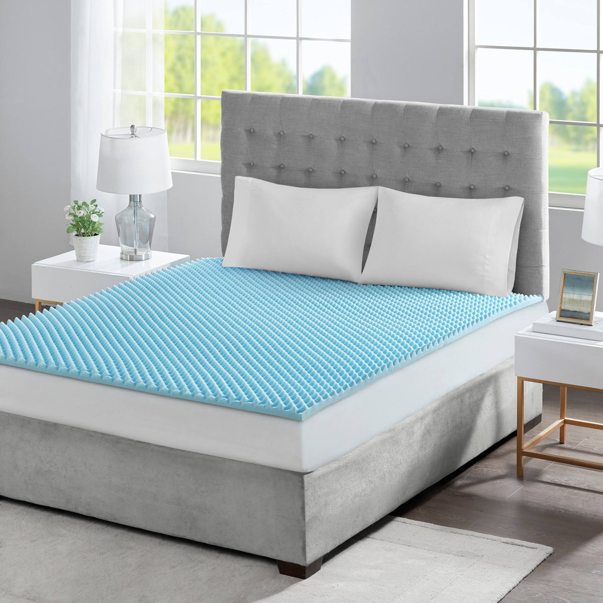 Blue California King Gel Memory Foam Topper F13611