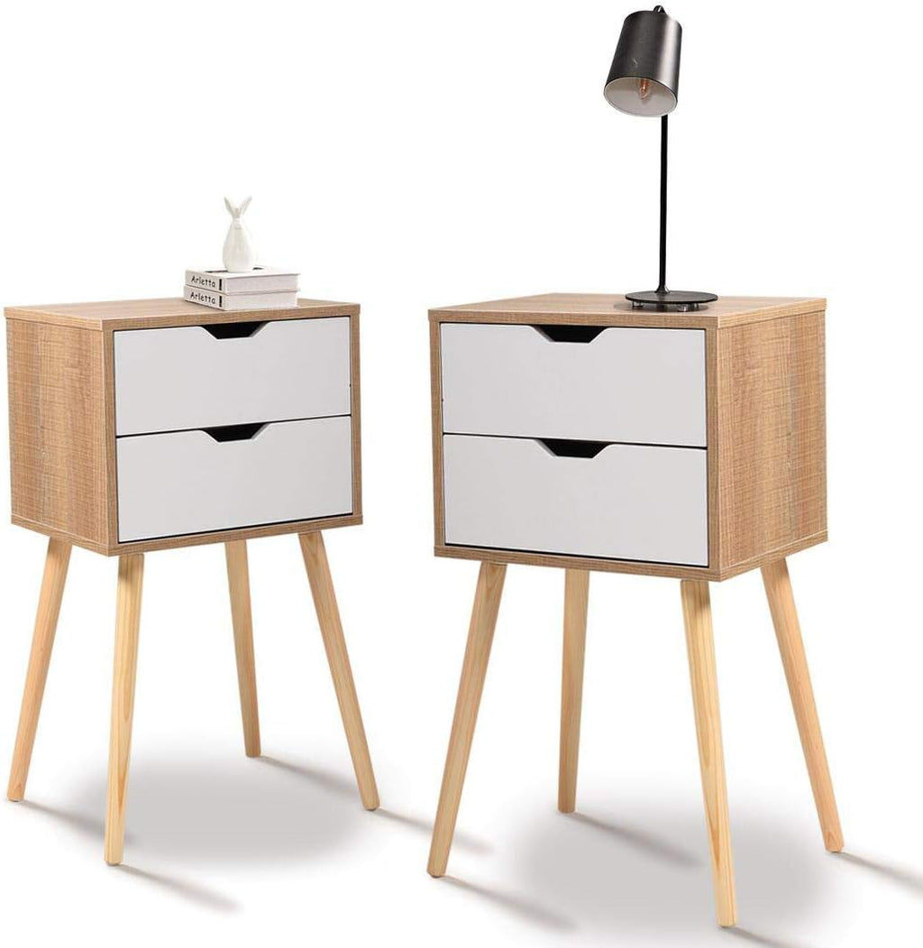 Set of 2 Wood Nightstand with 2 Drawers U864762