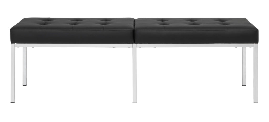 Metal and Leather 60 Inch Wide Bench I840