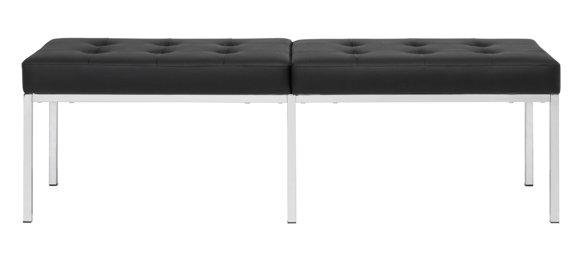 Metal and Leather 60 Inch Wide Bench I840
